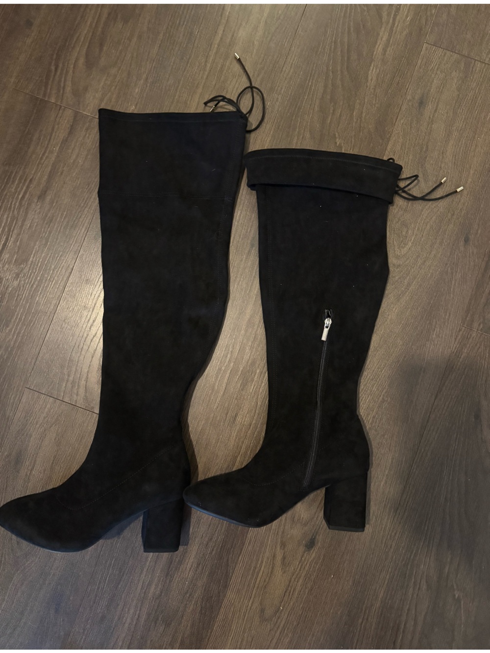 Black suede heeled boots - Picture 5 of 6